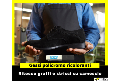 Stick ricolorante per ritoccare strisci su pellami scamosciati